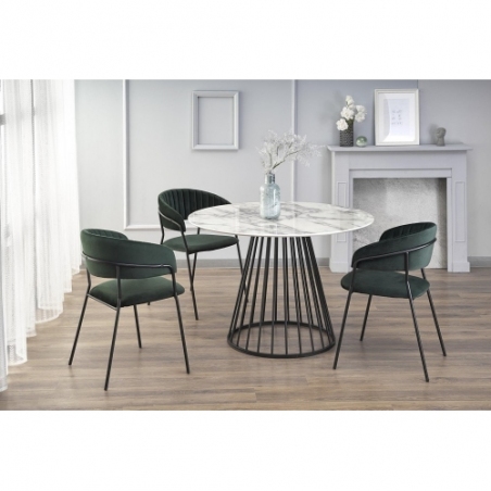 Stylowy Stół okrągły nowoczesny Brodway 110 biały marmur/czarny Halmar do salonu i kuchni