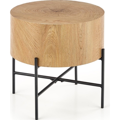 Brooklyn 45 natural oak&amp;black round loft coffee table Halmar