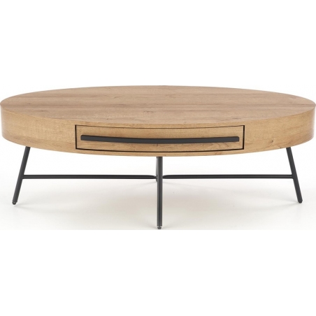 Carolina 120 gold oak&amp;black oval coffee table with drawer Halmar