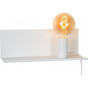 Sebo white industrial wall lamp with shelf Lucide