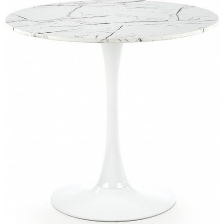 Denver 80 white marble&amp;white one leg dining table Halmar
