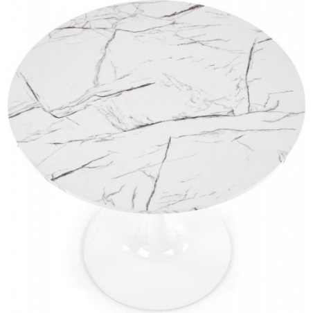 Denver 80 white marble&amp;white one leg dining table Halmar