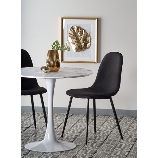 Denver 80 white marble&amp;white one leg dining table Halmar