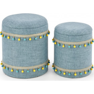 Grado blue set of boho pouffes Halmar