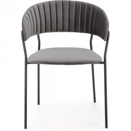 K426 grey "shell" velvet chair with armrests Halmar