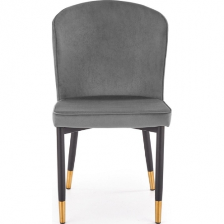 Stylowe Krzesło welurowe ze złotymi nogami K446 popielate Halmar do salonu i jadalni