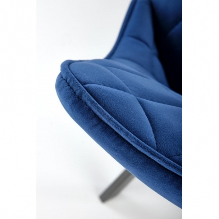 K450 navy blue quilted velvet chair Halmar