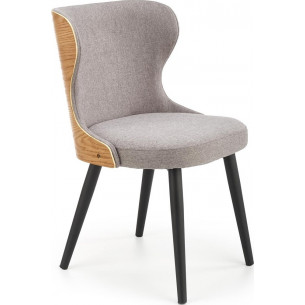 K452 grey&amp;natural oak upholstered chair with wooden backrest Halmar