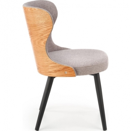 K452 grey&amp;natural oak upholstered chair with wooden backrest Halmar