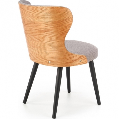 K452 grey&amp;natural oak upholstered chair with wooden backrest Halmar