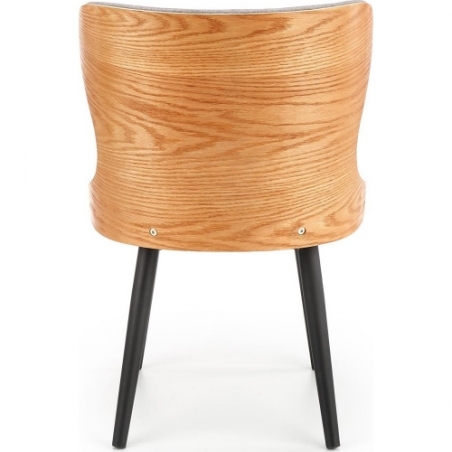 Stylowe Krzesło tapicerowane z drewnianym oparciem K452 popielaty/dąb naturalny Halmar do salonu i jadalni