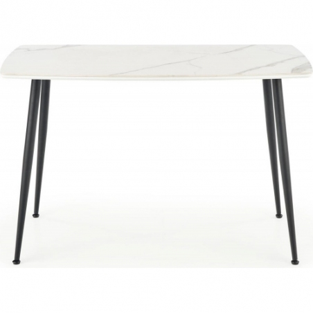 Marco 120x70 white marble&amp;black glamour glass dining table Halmar