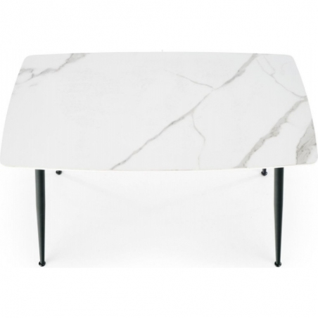 Marco 120x70 white marble&amp;black glamour glass dining table Halmar