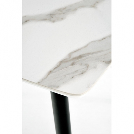 Stylowy Stół szklany glamour Marco 120x70 biały marmur/czarny Halmar do salonu i kuchni