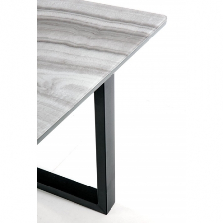Marley 160x90 white marble&amp;grey glass extending dining table Halmar