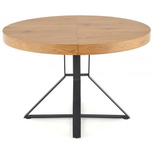 Mercy 120 gold oak&amp;black round extending dining table Halmar