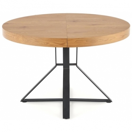 Mercy 120 gold oak&amp;black round extending dining table Halmar