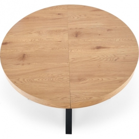 Mercy 120 gold oak&amp;black round extending dining table Halmar