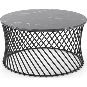 Minerwa 80 grey marble&amp;black round coffee table Halmar