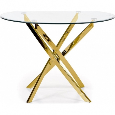 Raymond 100 clear&amp;gold round glass glamour table Halmar