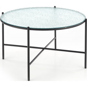 Rosalia 70 transparent&amp;black round glass coffee table Halmar