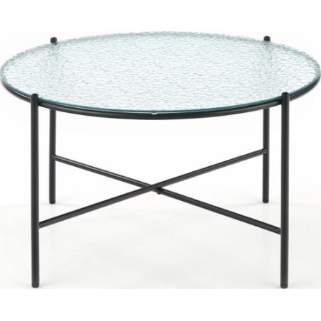 Rosalia 70 transparent&amp;black round glass coffee table Halmar