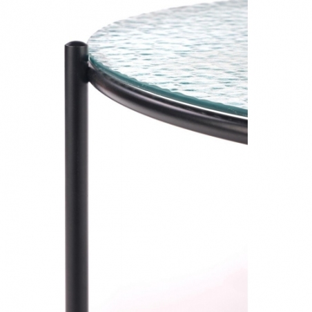 Rosalia 70 transparent&amp;black round glass coffee table Halmar