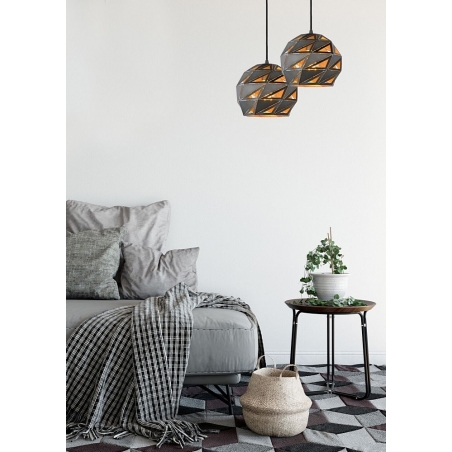 Stylowa Lampa wisząca geometryczna Malunga 25 Szara Lucide do salonu, sypialni i przedpokoju.