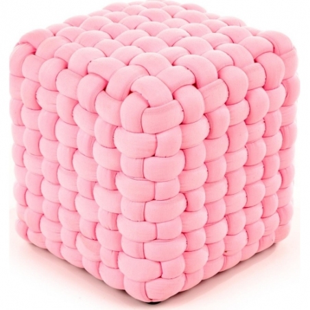Rubik light pink square pouffe Halmar