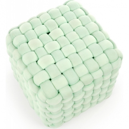 Stylowa Pufa pleciona kwadratowa Rubik jasny zielony Halmar do salonu i przedpokoju