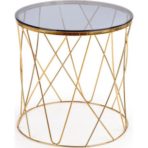 Selena 55 smoke glass&amp;gold glamour side table Halmar