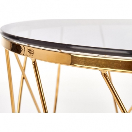 Selena 55 smoke glass&amp;gold glamour side table Halmar