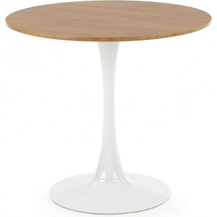 Sting 80 gold oak&amp;white round one leg dining table Halmar