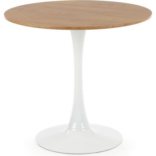 Sting 80 gold oak&amp;white round one leg dining table Halmar