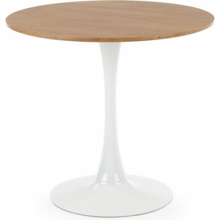 Sting 80 gold oak&amp;white round one leg dining table Halmar