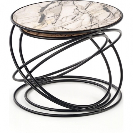 Susanna white marble&amp;black set of coffee tables Halmar