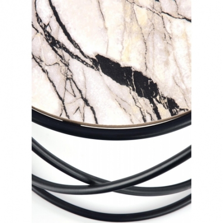 Susanna white marble&amp;black set of coffee tables Halmar