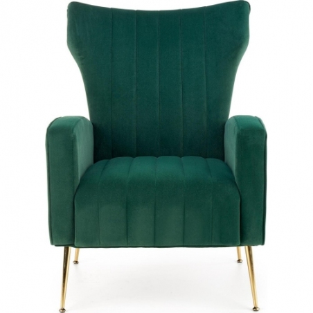 Vario dark green velvet armchair with golden legs Halmar