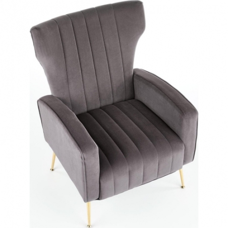 Vario grey velvet armchair with golden legs Halmar