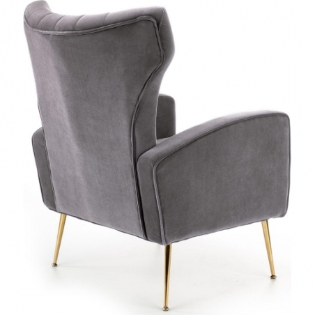 Vario grey velvet armchair with golden legs Halmar