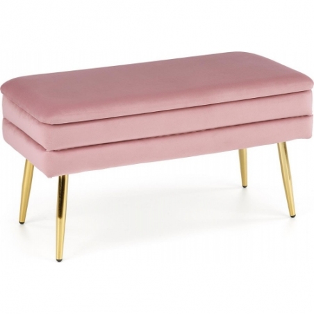 Velva pink velvet hall bench with golden legs Halmar