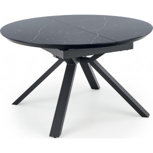 Vertigo 130 black marble&amp;black round extending dining table Halmar