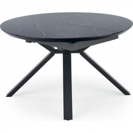 Vertigo 130 black marble&amp;black round extending dining table Halmar
