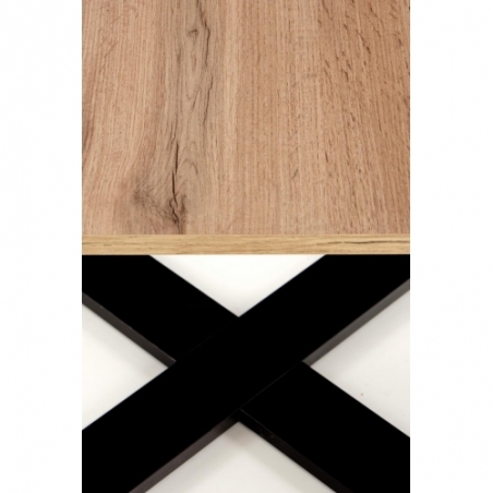 Cross 67x67 votan oak&amp;black square coffee table Halmar