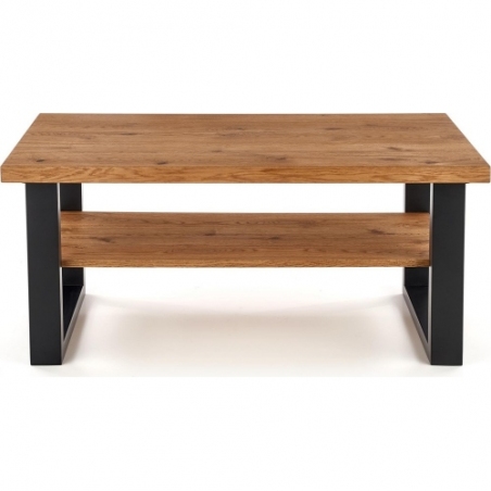 Horus 120x60 light oak&amp;black industrial coffee table Halmar