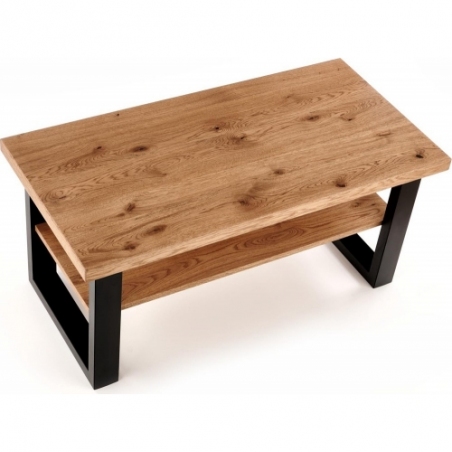 Horus 120x60 light oak&amp;black industrial coffee table Halmar