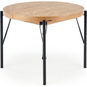 Inferno 100 natural oak&amp;black round extending dining table Halmar