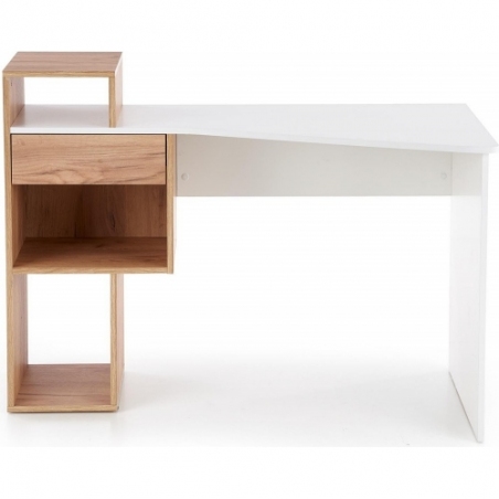 Conti 122 gold oak&amp;white desk with drawer and shelves Halmar