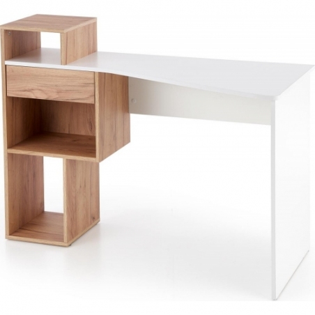 Conti 122 gold oak&amp;white desk with drawer and shelves Halmar