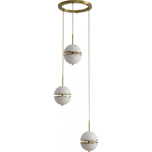 Sfera III white&amp;gold triple glass pendant lamp Step Into Design